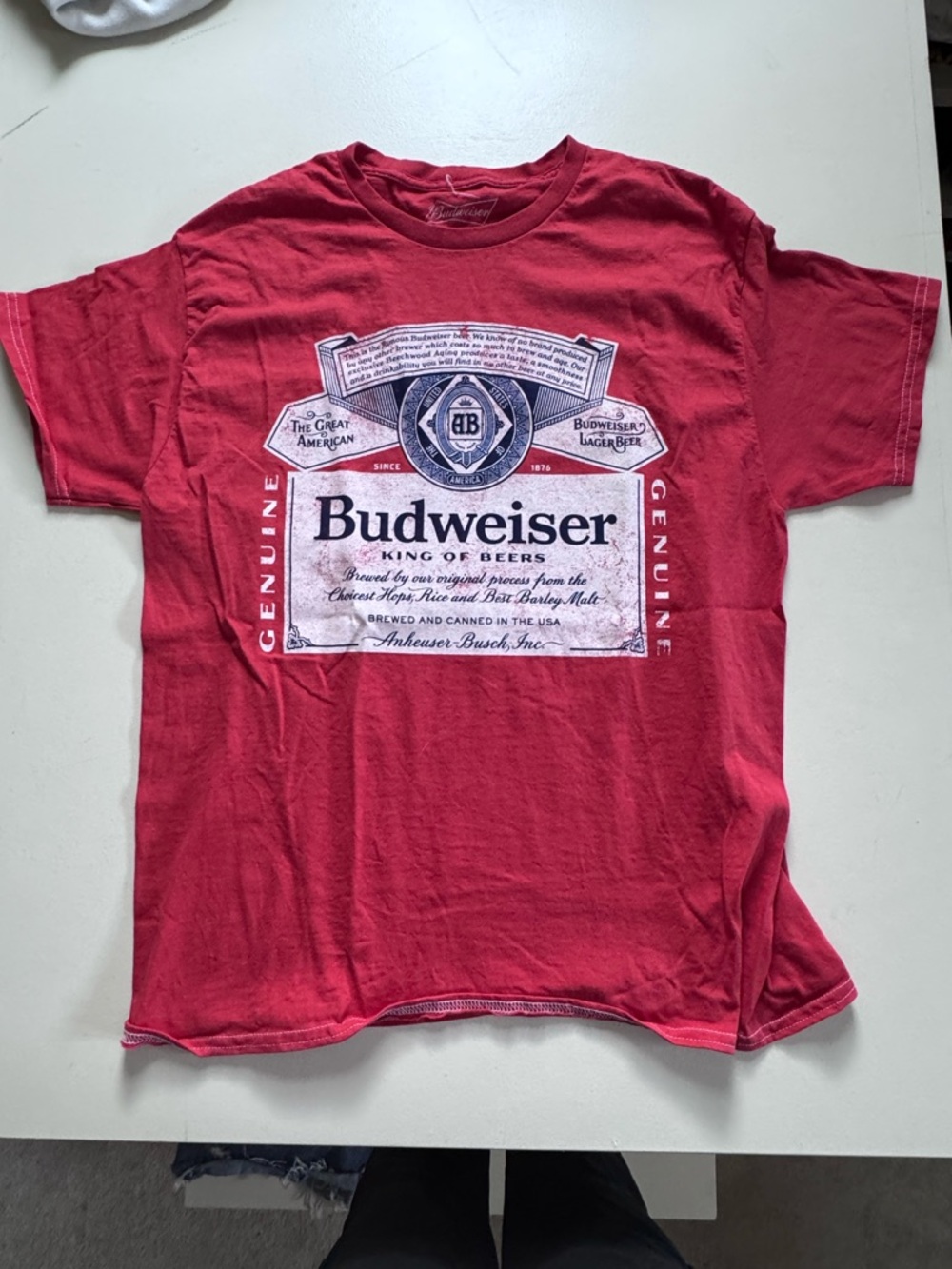 🇺🇸 Perfect T-Shirt for the 4th-Budweiser Red Graphic Short Sleeve Tee